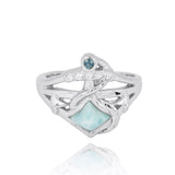 Anchor Ring with London Blue Topaz and White CZ
