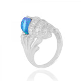 Conch Shell Ring with Blue Opal