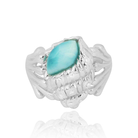 Conch Shell Ring with Larimar
