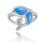 Dolphin Ring with Blue Opal, London Blue Topaz and Swiss Blue Topaz