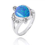 Turtle Ring with Teardrop Blue Opal