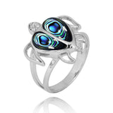 Turtle Ring with Abalone shell and White CZ