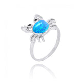 Crab Ring with Blue Opal and Black Spinel