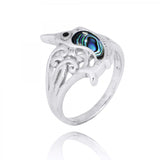 Swordfish Ring with Abalone shell and Black Spinel