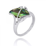 Stingray Ring with Abalone shell and Black Spinel