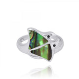 Stingray Ring with Abalone shell and Black Spinel