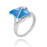 Stingray Ring with Blue Opal and Black Spinel