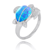 Turtle Ring with 2 Blue Opal Stones