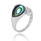 Whale Tail Ring with Abalone shell and White CZ