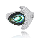 Whale Tail Ring with Abalone shell and White CZ