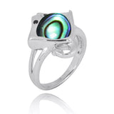 Manta Ray Ring with Abalone shell and Black Spinel