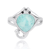 Manta Ray Ring with Larimar and Black Spinel