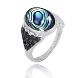 Fin Ring with Abalone shell and Black Spinel