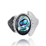 Fin Ring with Abalone shell and Black Spinel