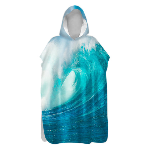 Ocean Wave Sand-Free Surf Poncho, Warm, Windproof, Changing Towel Hoodie