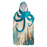 Octopus Love Sand-Free Surf Poncho, Warm, Windproof, Changing Towel Hoodie