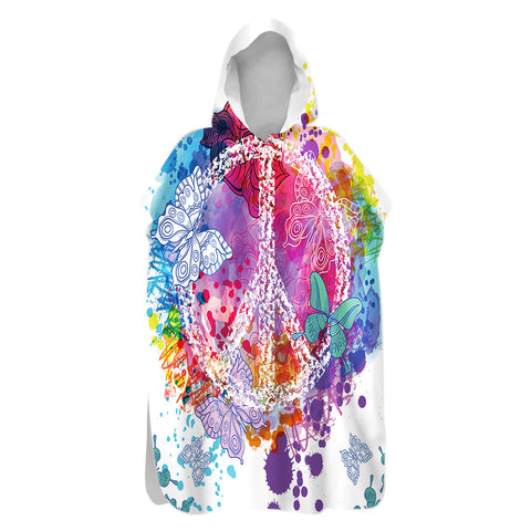 Peace on the Beach Sand-Free Surf Poncho, Warm, Windproof, Changing Towel Hoodie