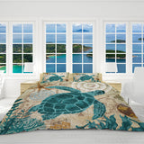 Sea Turtle Love Reversible Bed Cover Set