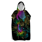 Sea Turtle and Koi Sand-Free Surf Poncho, Warm, Windproof, Changing Towel Hoodie