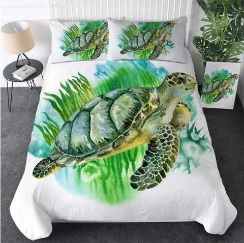 Sea Turtle Greens Doona Cover Set