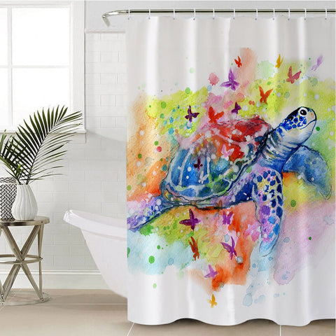 Sea Turtle Splash Shower Curtain