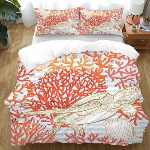 Red Coral Sea Turtle Doona Cover Set