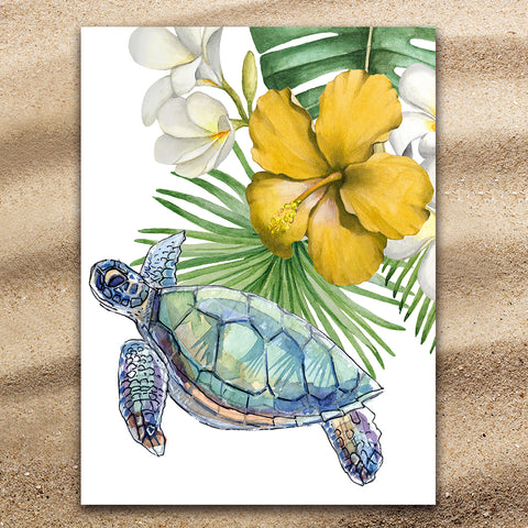 Sea Turtle and Flowers Jumbo Beach Towel