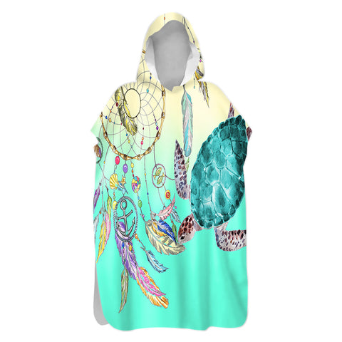 The Dreamcatcher and Sea Turtle Sand-Free Surf Poncho, Warm, Windproof, Changing Towel Hoodie