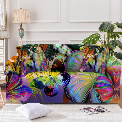 Tropical Hibiscus and Butterfly Couch Cover