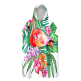 Tropical Flamingo Sand-Free Surf Poncho, Warm, Windproof, Changing Towel Hoodie