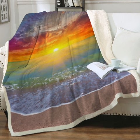Beach Sunset Soft Sherpa Blanket