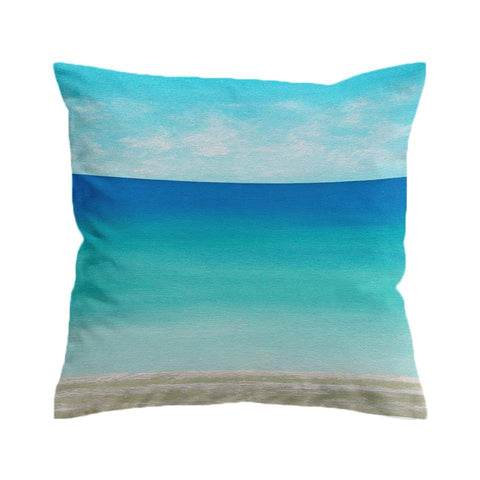 Beachy Blues Beach Painting Cushion Cover
