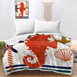 Beachy Seahorse Bedspread Blanket