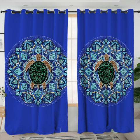 Blue Mandala Turtle Curtains