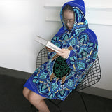 Blue Mandala Turtle Wearable Blanket Hoodie