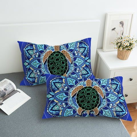 Blue Mandala Turtle Pillowcase