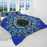 Blue Mandala Turtle Reversible Bed Cover Set