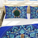 Blue Mandala Turtle Reversible Bed Cover Set