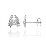 Crab Stud Earrings with White Topaz