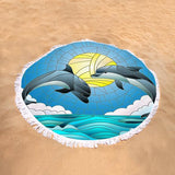 Dolphin Dancing Round Beach Towel