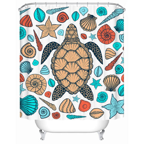 Sea Turtle and Seashells Shower Curtain