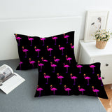 Flamingos in Black New Quilt Set