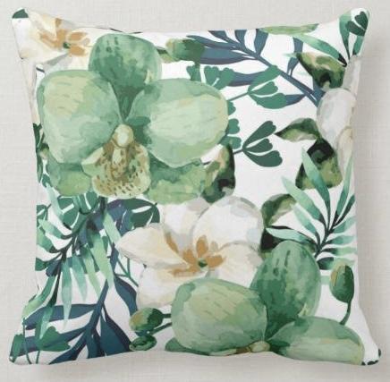 Tropical Orchid Flowers Cushion Cover
