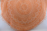 Orange Mandala 100% Cotton Original Round Turkish Towel