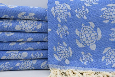 Sea Turtle Blue 100% Cotton Original Turkish Towels
