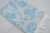 Turquoise Sea Life 100% Cotton Original Turkish Towels