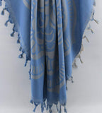 Blue Mandala 100% Cotton Original Round Turkish Towel