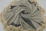 Black and Beige 100% Cotton Original Round Turkish Towel