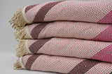 Pink and Burgundy 100% Cotton Original Round Turkish Towel