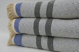 Blue and Black 100% Cotton Original Round Turkish Towel
